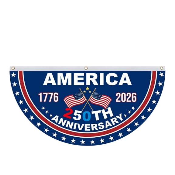 250th Anniversary Flag Bunting 3x6 FT 1776-2026 Fan Flags Patriotic Stars Yard Signs Party Supplies Hanging Decor for Room House Welcome Backdrop Home Yard Porch