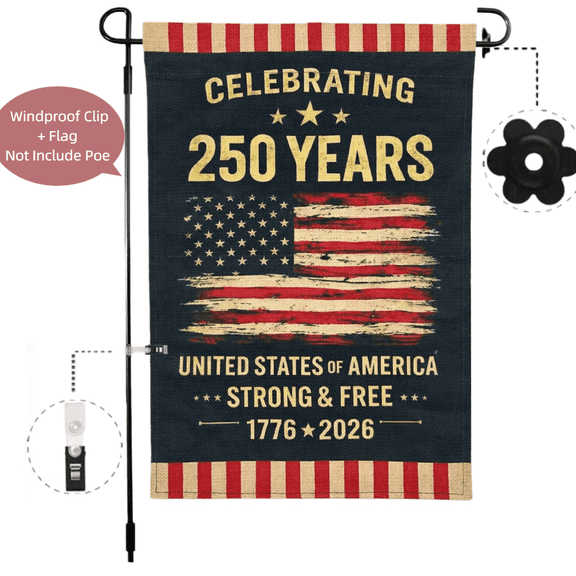 250th Anniversary Flag Celebrating 250 Years Anniversary Flags Retro 1776-2026 Patriotic Flags for Outdoor Lawn Garden Decor Doubleside Linen