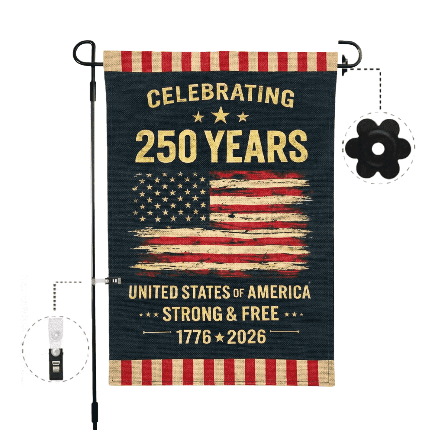250th Anniversary Flag Doubleside Linen Celebrating 250 Years Anniversary Flags Retro 1776-2026 Patriotic Flags for Outdoor Lawn Garden Decor