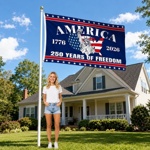 250th Anniversary Flag ,Heavy-duty Polyester Double-sided American 250 Years Birthday Flag Suitable for Indoor/Outdoor use Patriotic Decoration for 2026