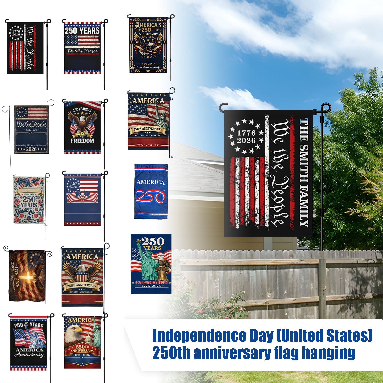 250th Anniversary Flags for Outside, Patriotic Decorations for 4th of July Outdoor, Independence Day Decorations for Home Decor, Gifts for USA Flags