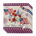 thumbnail image 1 of 250th Anniversary Floral Cloth Napkins, Red Blue Stars 4th of July Rustic Washable and Reusable Dinner Napkins Set of 4, Table Napkin for Kitchen Party Birthday Wedding Hotel Housewarming 20"x20", 1 of 9