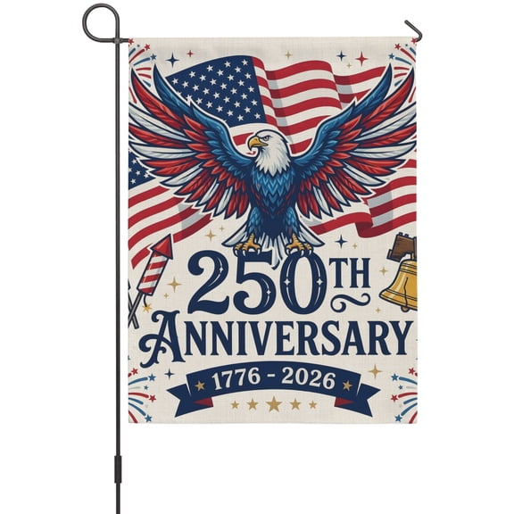 250th Anniversary Garden Flag 12 x 18 Inches, Bald Eagle American Flag Star Bell Weather Proof Outdoor Patio Flags Double Sided Small Garden Decoration for Yard Outside Home