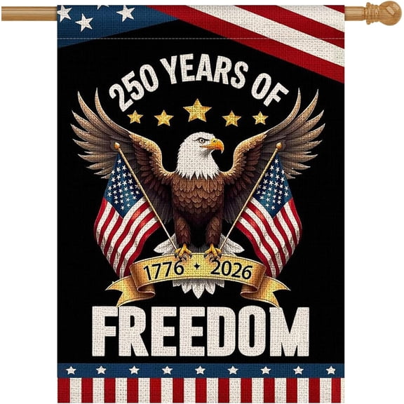 250th Anniversary Garden Flag 28x40 Inch, 1776-2026 America 250 Years Patriotic Banner, Double Sided with Eagle Design, USA Outdoor Yard Decor, 1 Pack (Black Eagle, 28 * 40in)
