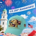 thumbnail image 1 of 250th Anniversary Hat, Adjustable Patriotic Embroidered Baseball Cap with Bald Eagle, Retro Washed Cap, 1 of 7