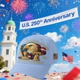 thumbnail image 1 of 250th Anniversary Hat, Adjustable Patriotic Embroidered Baseball Cap with Bald Eagle, Retro Washed Cap, 1 of 7