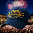 thumbnail image 1 of 250th Anniversary Hat, Adjustable Retro Wash Cap, Patriotic U.S. Tribute, Army-Inspired Design, Celebrate America's 250th Birthday, Made in USA, Navy, 1 of 8