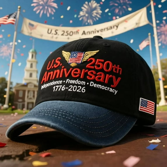 250th Anniversary Hat, Adjustable Retro Washed Patriotic Cap, Army Edition, U.S. Flag Accent, Perfect Commemorative Gift for 250th Celebration, Gray