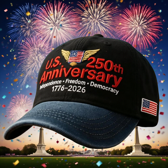 250th Anniversary Hat, Adjustable Retro Washed Patriotic Cap, Army Tribute, Celebrate USA 250 Years, Navy Edition, Made in USA, Gray