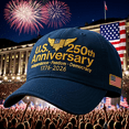 thumbnail image 1 of 250th Anniversary Hat, Retro Washed Adjustable Patriotic Cap, Army-Inspired U.S. Tribute, Celebrate 250 Years of American History, Navy, 1 of 8