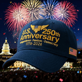 thumbnail image 1 of 250th Anniversary Hat, Retro Washed Baseball Cap, Adjustable Fit, Patriotic U.S. Tribute Hat, Army Edition, Made in USA, Celebrate America's History, Navy, 1 of 9