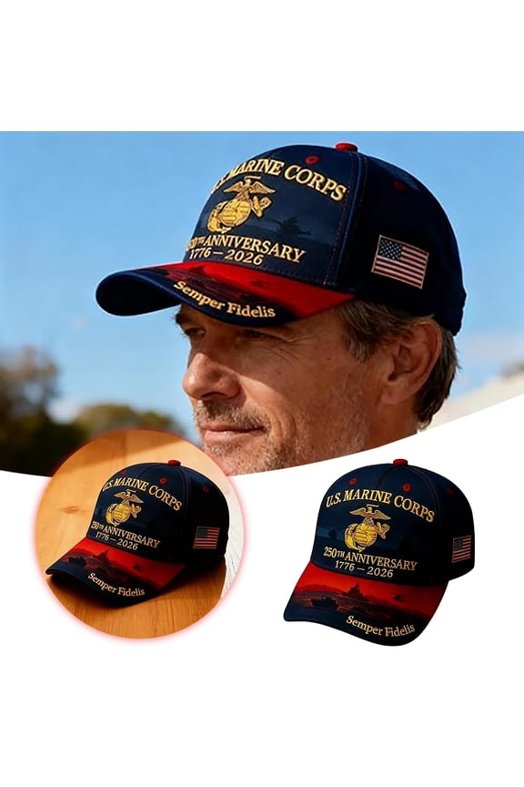 250th Anniversary Hats Marine Corps Hat Baseball Cap Embroidered Hats, USA Patriotic Caps for Veteran