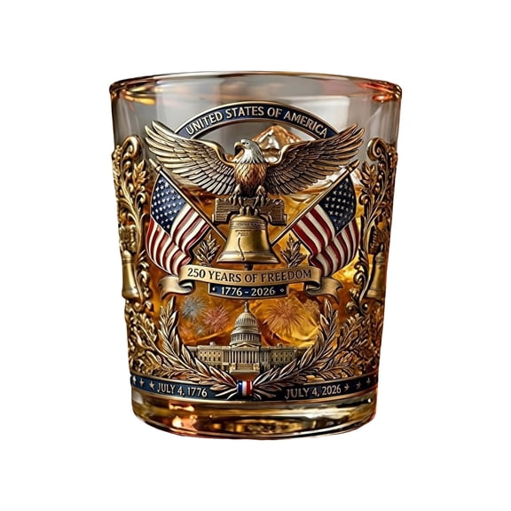 Limited Edition 250th Anniversary Heritage Whiskey Glass and Bottle Independence Day Gift for Liquor Wine Father's Day Patriot Present