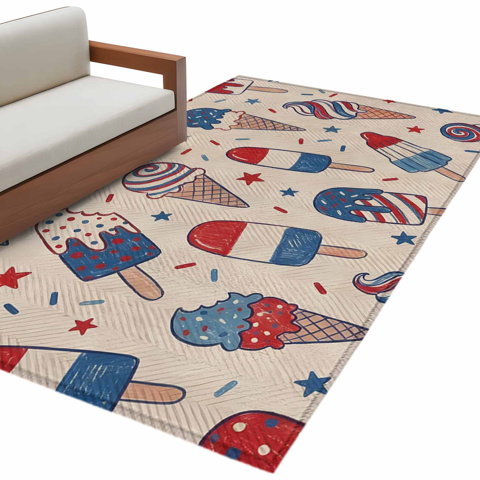 250th Anniversary Ice Cream Area Rug 4x6 Washable Rug Non Slip Star ...