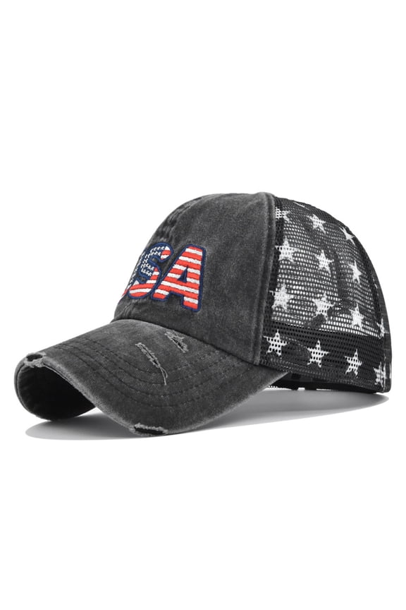250th Anniversary Independence Day Embroidered Hat, Distressed Adjustable Baseball Cap for Adults, Patriotic 1776 Memorial Sun Cap, Celebration #0391 Black