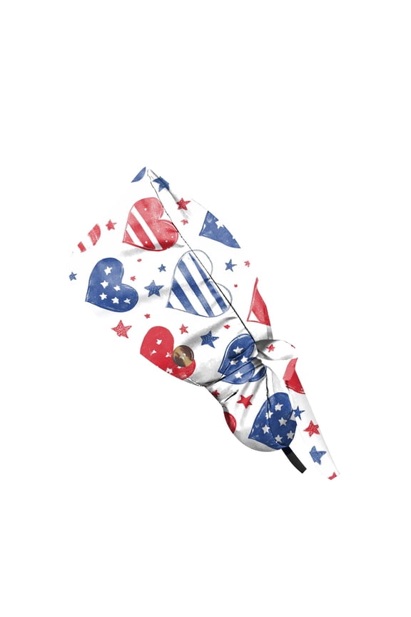 250th Anniversary Independence Day Scrub Cap for Women, Patriotic Working Hat with Ponytail Holder and Buttons, Dust-Proof Nursing Cap for July 4th #0131 White