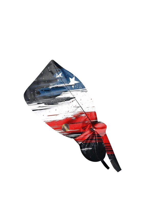 250th Anniversary Independence Day Scrub Cap for Women, Patriotic Working Hat with Ponytail Holder and Buttons, Dust-Proof Nursing Cap for July 4th #0324 White