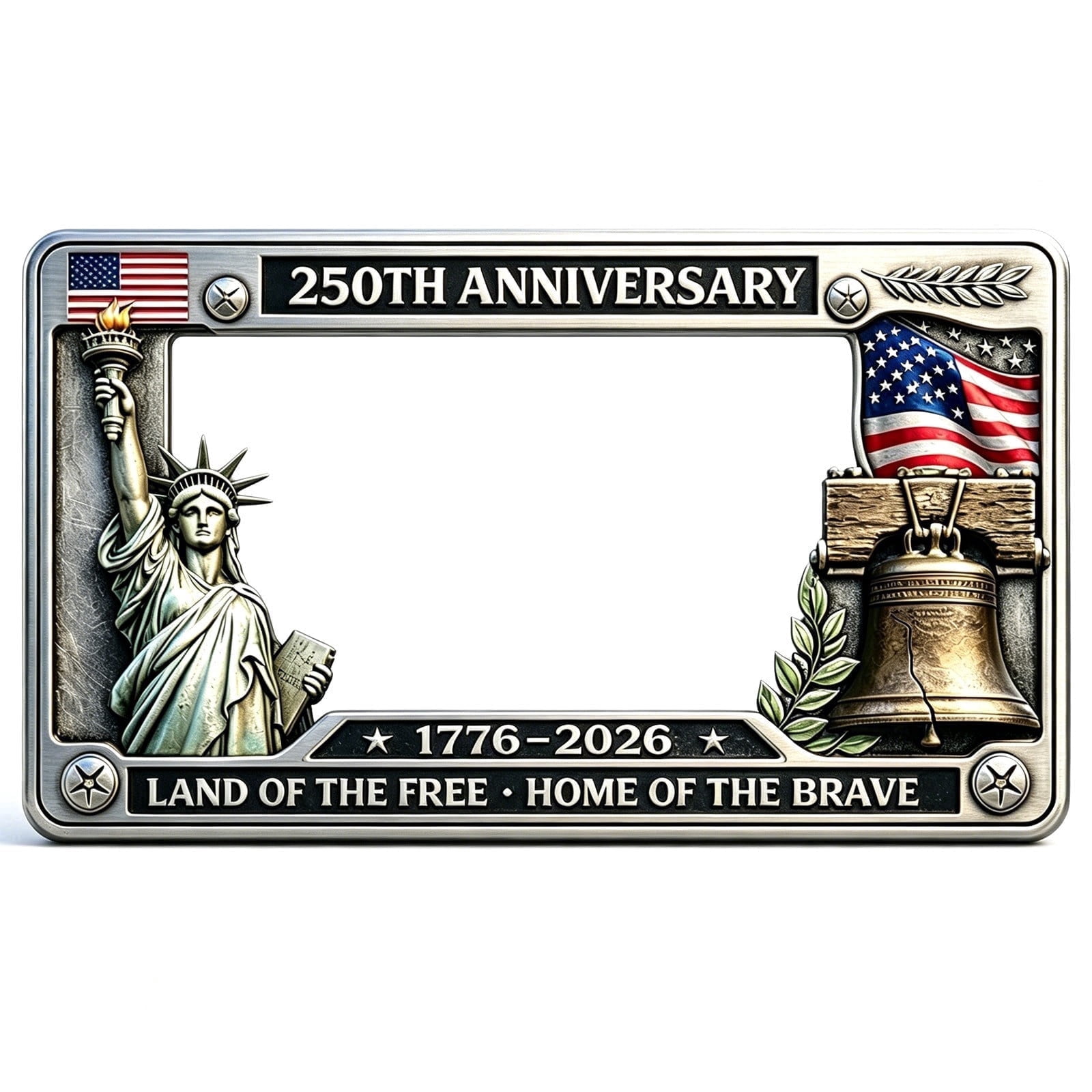 250th Anniversary Iron License Plate Frame, 250th Anniversary