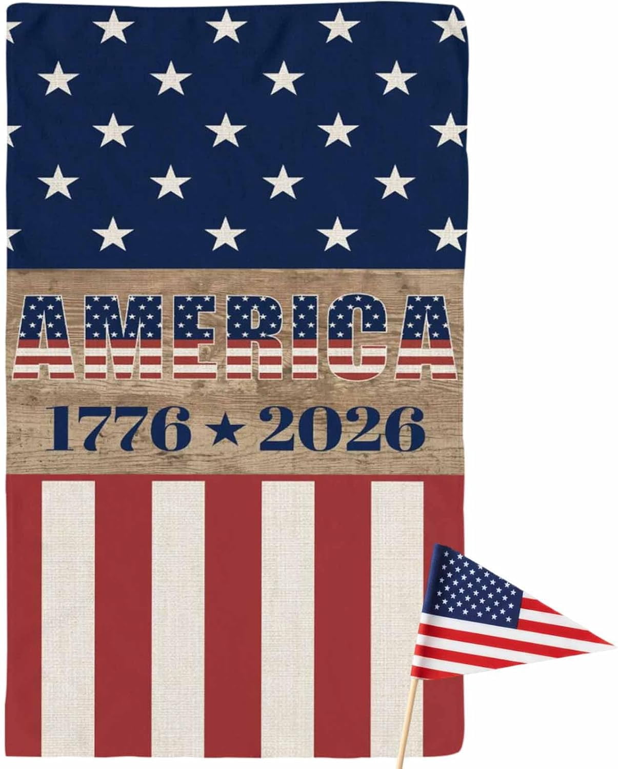 250th Anniversary Kitchen Towel USA Flag Red Striped Blue Star Retro Quick Dry Absorbent Dish Towels Soft Microfiber Cloth Dishcloth for Kitchen Cooking Baking 18 x 26 Inch, 6 Pack