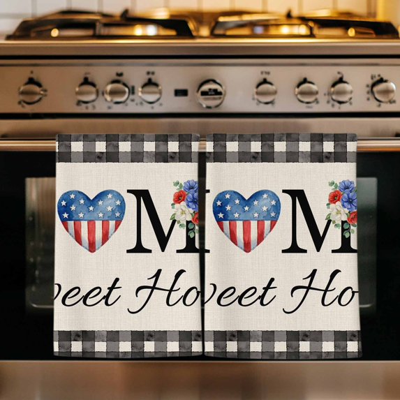 250th Anniversary Kitchen Towels Set of 1, Beige Home Sweet Black Plaid Absorbent Dish Towels for Kitchen, Microfiber Hand Towel, Quick Drying Tea Towel for Cleaning Decorative Dishcloths