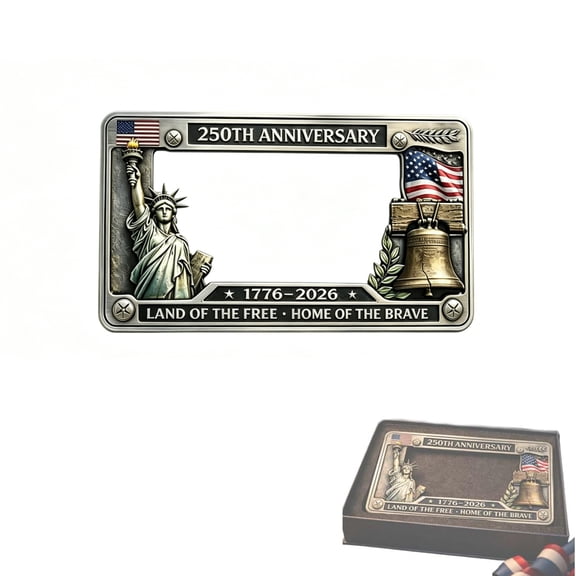 250th Anniversary License Plate Frame, Aluminum American Commemorative Car Plate Holder, Fits Standard Size.(1Pcs)