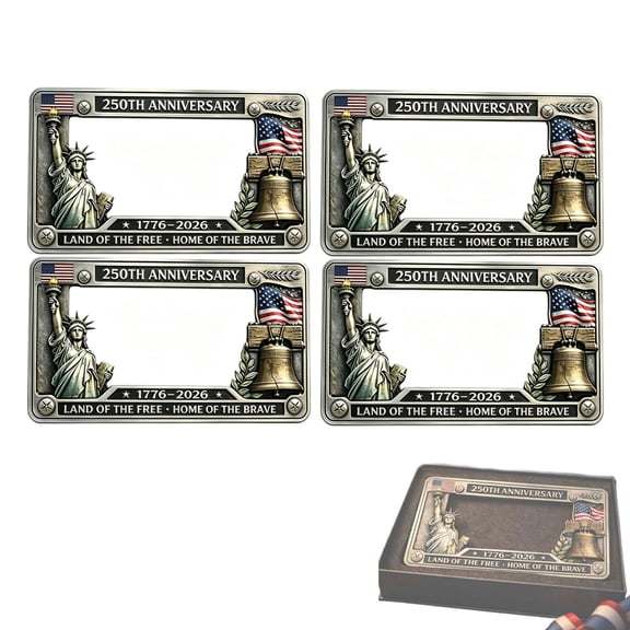 250th Anniversary License Plate Frame, Aluminum American Commemorative Car Plate Holder, Fits Standard Size.(4Pcs)