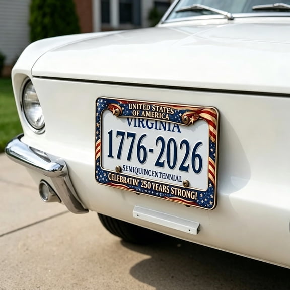 250th Anniversary License Plate Frame, Patriotic Car Plate Holder Black License Plates Frames, 3D Embossed Iron Frame for Front, Rear Car Plates, Custom License Plate Frame
