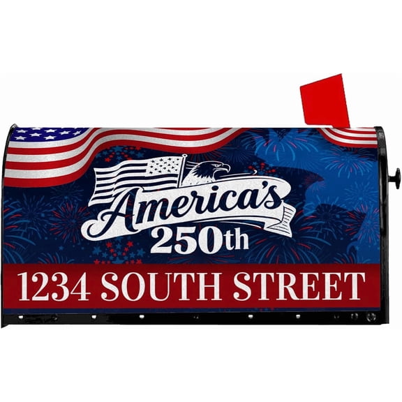 250th Anniversary Mailbox Covers Magnetic, Custom Address Patriotic Mail Wraps Standard Size 18 x 21 Inch, 4th of July Post Letter Box Cover for Holiday Outdoor Yard Garden Decor