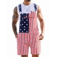 thumbnail image 1 of 250th Anniversary Mens American Flag Overalls Shorts Jumpsuit 4th of July Bib Coveralls(Red White and Blue,XS), 1 of 10