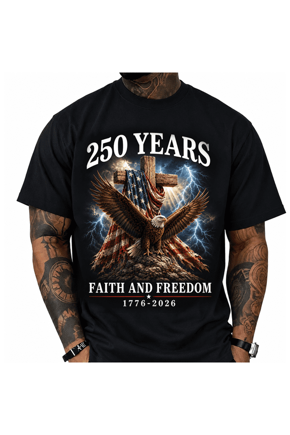 250th Anniversary Mens Patriotic T Shirts USA Flag Retro 1776-2026 Graphic Tee for Men Vintage Independence Day Crewneck Tees 1