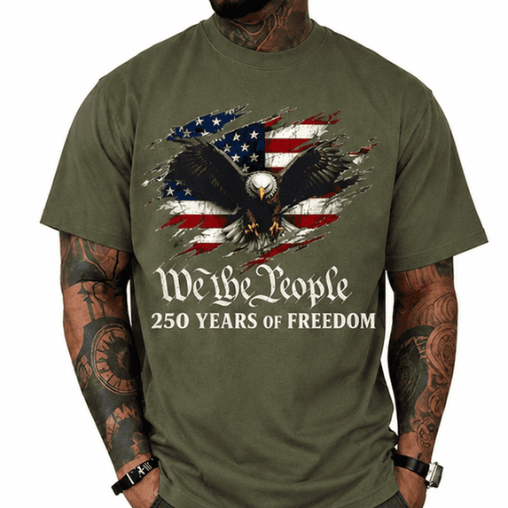 250th Anniversary Mens Patriotic T Shirts USA Flag Retro 1776-2026 Graphic Tee for Men Vintage Independence Day Crewneck Tshirt 1