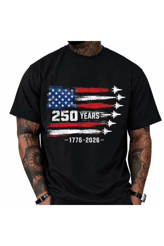 250th Anniversary Mens Patriotic T Shirts USA Flag Retro 1776-2026 Graphic Tee for Men Vintage Independence Day Crewneck Tshirt 3