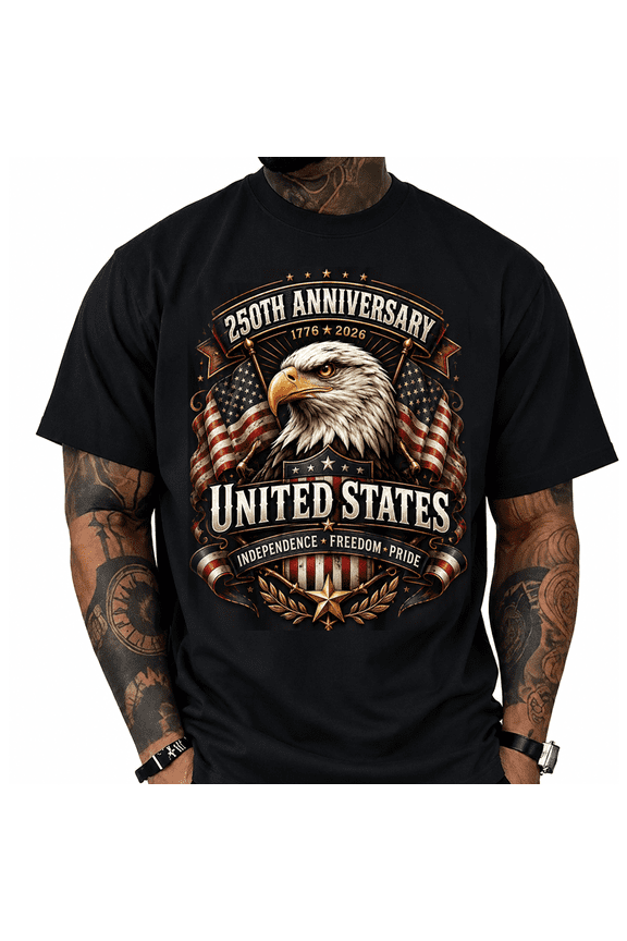 250th Anniversary Mens Patriotic T Shirts USA Flag Retro 1776-2026 Graphic Tee for Men Vintage Independence Day Crewneck Tshirt 7