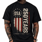 250th Anniversary Mens Patriotic T Shirts USA Flag Retro 1776-2026 Graphic Tee for Men Vintage Independence Day Crewneck Tshirt 9