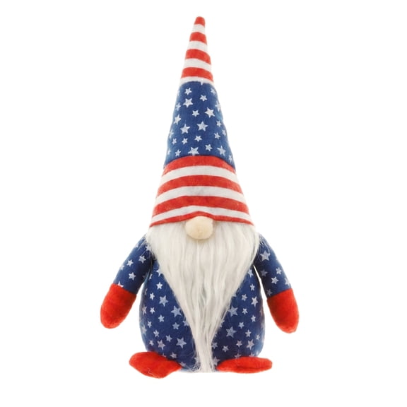 250th Anniversary Merchandise Gnome Figurine, Patriotic Stars Stripes Style, Long White Beard Plush Craft for Indoor Shelf Tabletop Decor B