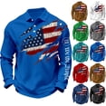 thumbnail image 1 of 250th Anniversary National Flag Print Polo Shirt for Men Waffle Fabric Long Sleeve Polo Sweatshirt 250th Anniversary 1776-2026 Golf Shirt Button Down USA Flag American Patriotic Shirt,White XL, 1 of 3