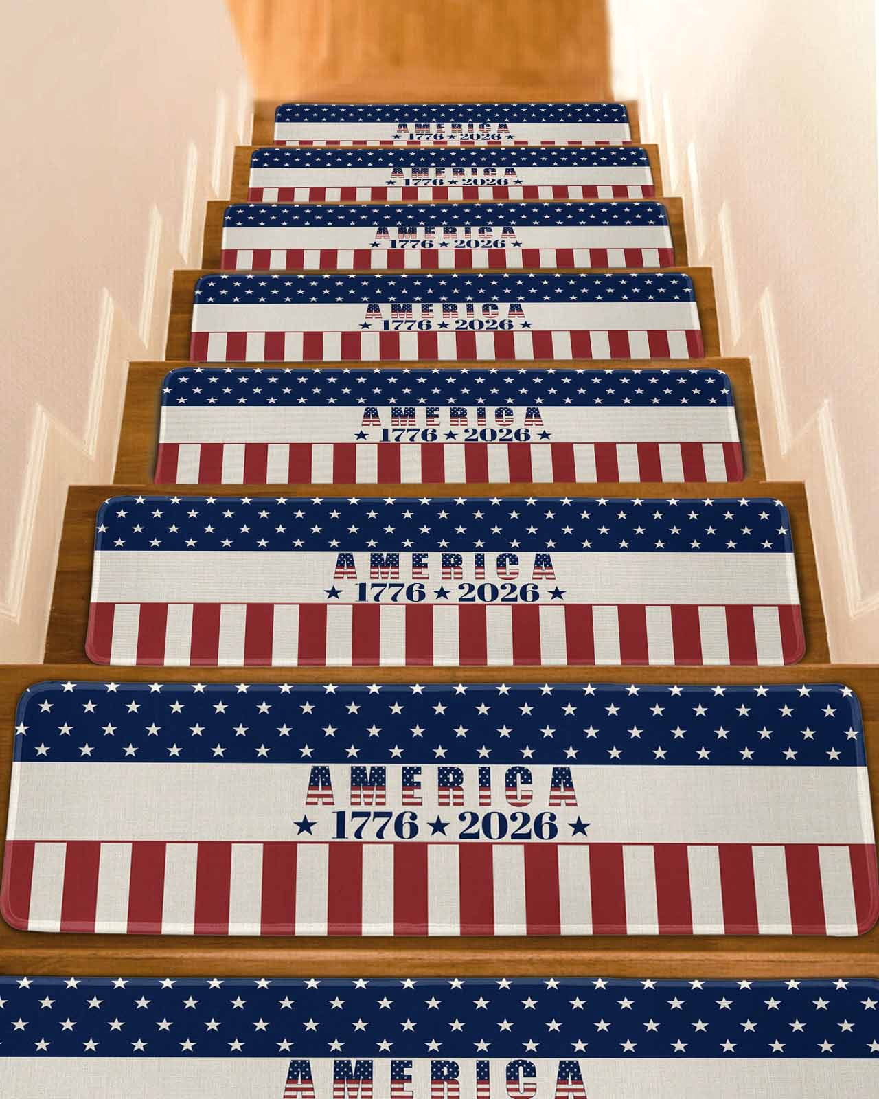 250th Anniversary Non-Slip Stair Treads for Wooden Steps, 7 Pack 8x30 ...