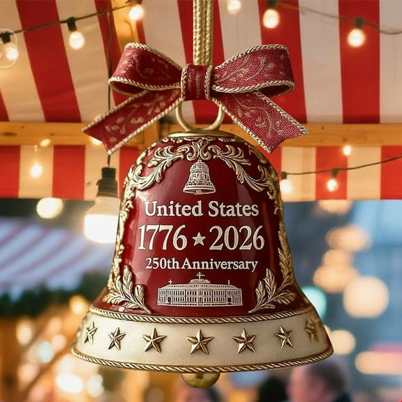 250th Anniversary Of The Founding Of The States Bell Shaped Pendant 2D Acrylic Flat Decorative Ornament Anniversary Themed Creative Decoration,Red