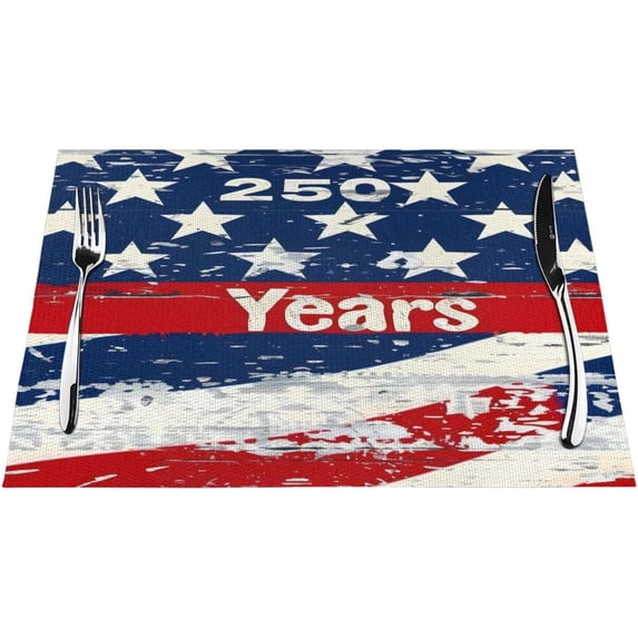 250th Anniversary PVC Woven Place Mats American Flag Table Placemat for ...