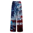 thumbnail image 1 of 250th Anniversary Pants for Women Independence Day American Flag Print Wide Leg Trousers Slit Baggy Elastic High Waist Casual Casual Pajama Bottoms, #01 Light Blue, XXL, 1 of 6