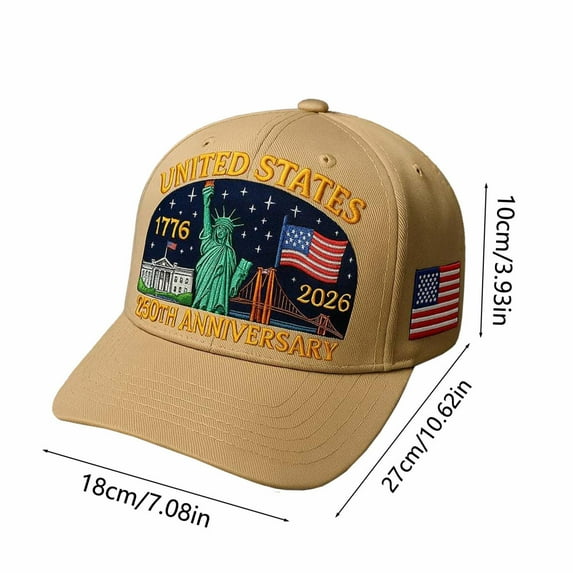 250th Anniversary Patriotic Baseball Cap, Adjustable Vintage Washed Hat, Classic Casual Street Style, Celebrate U.S. Independence 1776–2026 with Everyday Wear