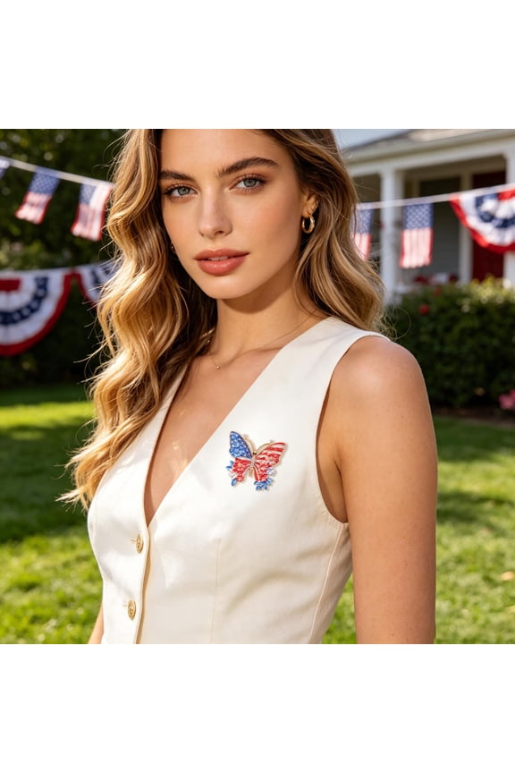 250th Anniversary Patriotic Brooch, Independence Day Rhinestone Lapel Pin, Jewelry Brooches, 4th of July Accessories, USA Flag Gear Pin For Memorial & Veterans Day(Silver)