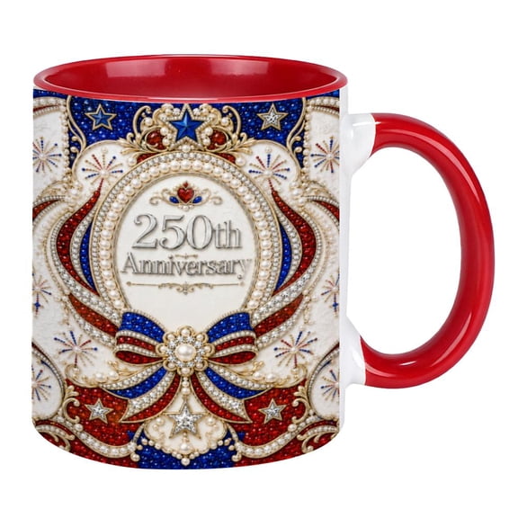 250th Anniversary Patriotic Ceramic Mug 11oz, 250 Years Commemorative Coffee Cup, Independence Day Gift for History Lovers