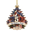 thumbnail image 1 of 250th Anniversary Patriotic Christmas Ornaments, USA Flag Tree Snowflake Snow Globe Holiday Tree Hanging Decor, Commemorative, 1 of 6