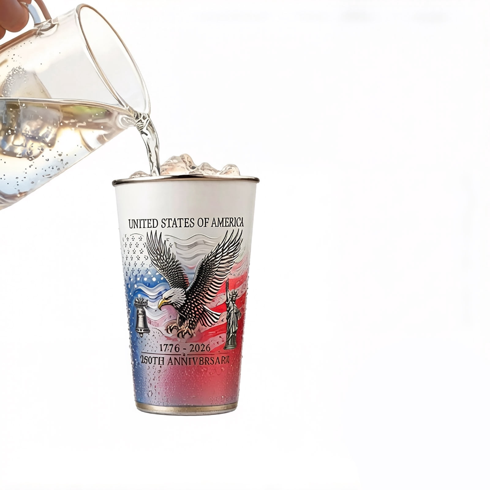 250th Anniversary Color Changing Tumbler 16.9oz Patriotic Stainless Steel Cold Activated Red White Blue Coffee Mug