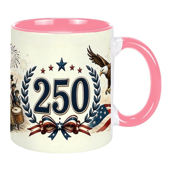 250th Anniversary Patriotic Eagle Ceramic Mug,Faith Freedom 250 Years EagleCeramic Coffee Cup, Patriotic US Flag Eagle Coffee Mug, Independence Day Gift for Men Women