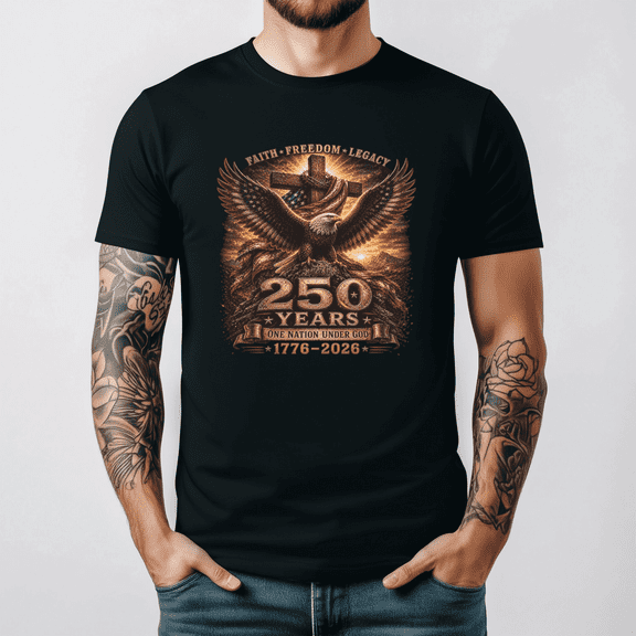 250th Anniversary Patriotic Eagle Cross Tee America 1776 2026 Freedom Legacy,for unisex up to 5XL