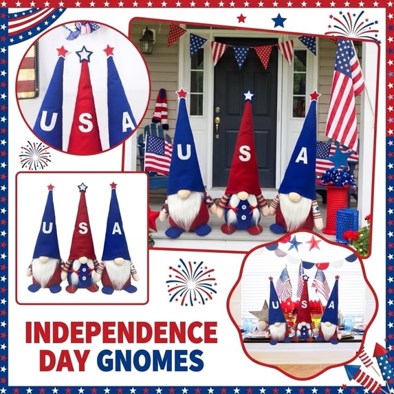 250th Anniversary Patriotic Gnome Plush, American Independence Day Stuffed Gnome Decoration for 4th of July Home Decor,July 4th Decorations
