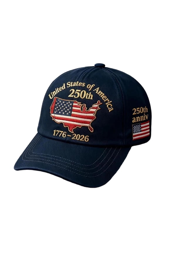 250th Anniversary Patriotic Hat, American Flag and Embroidered Print Baseball Cap 1776-2026 Freedom Design, Adjustable USA Celebration Hats for Men Women for Independence Day