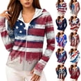 thumbnail image 1 of 250th Anniversary Patriotic Hoodie for Women - Vintage American Flag Sun Protection Jacket with Pockets, Full Zip Up Long Sleeve Athletic Cover Up for Independence Day Vermilion XL, 1 of 6